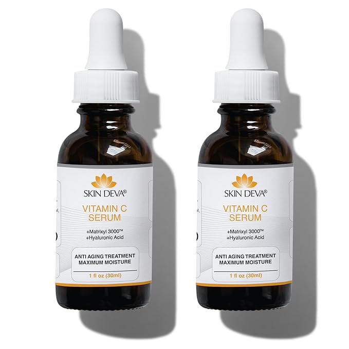 Skin Deva Vitamin C and Hyaluronic Acid Serum for Face Matrixyl 3000 Anti Aging Serum, Anti Wrinkle Facial Serums - Improve Appearance of Dark Spots, Tone, Fine Lines, Glowing -(PACK OF 2)
