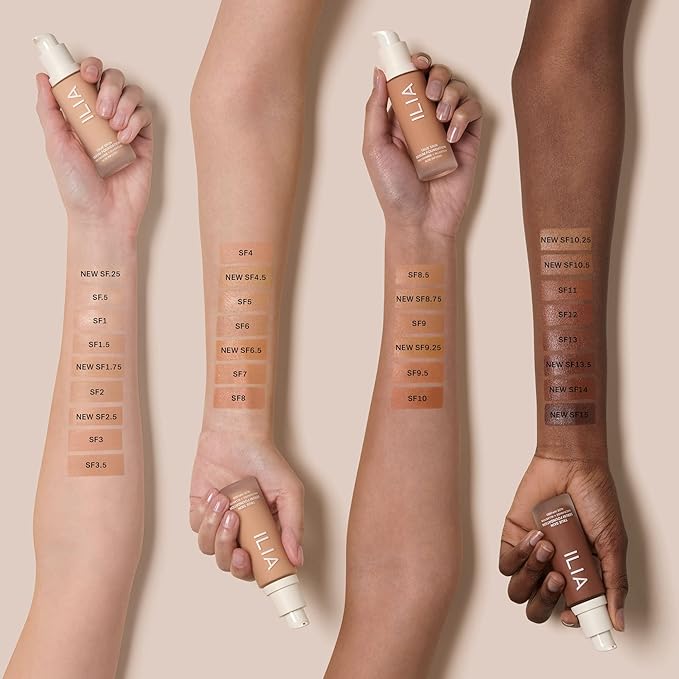 ILIA - True Skin Serum Foundation | Non-Comedogenic, Cruelty-Free, Vegan, Weightless Feel, Buildable Coverage, Safe for Sensitive Complexion (Sable SF.5)