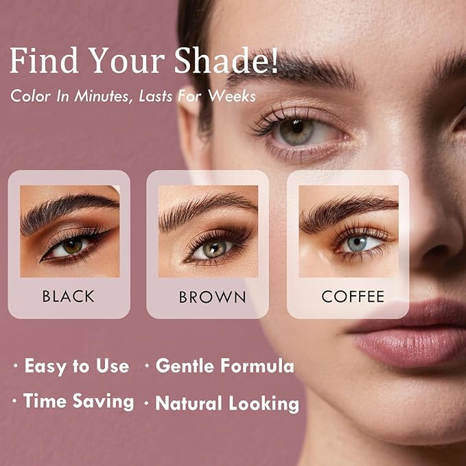 Lash Color Kit, Instant Eyebrow & Eyelash Color Set with Natural Ingredients, Temporary Brow & Lash Color for Home DIY, Safe & Easy for Beginner, 7ml-Brown