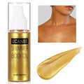 UCANBE Body Shimmer Oil 100ml, Moisturizing Face Body Glow Glitter Oil, Waterproof Shimmering Luminizer Liquid Illuminator Highlighter, Tinted Shimmer Lotion Glowing Bronzer Makeup(Gold)