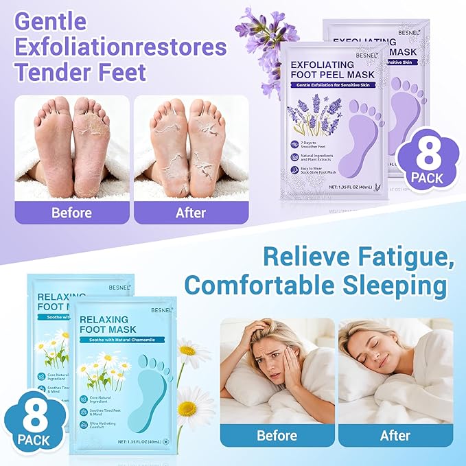 32 Pack Moisturizing Foot Mask,Hydrating Foot Masks for Dry Cracked Feet,Soothing Dry Skin Moisturizer Socks for Baby Soft Feet,Teacher Appreciation Gifts,Foot Care Spa Gifts for Women Men(4 Styles)