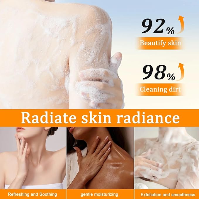 Vitamin C Exfoliating Body Wash – Gentle Shower Gel with Pecan Shell Powder, Amino Acids & Botanical Extracts – Hydrating & Smoothing Body Cleanser for Daily Use, 16.9 Fl Oz