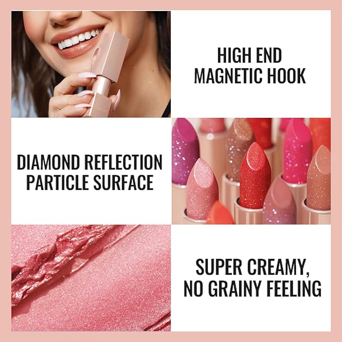 Oulac Moisturizing Peach Lipstick for Girls Moisture-Rich Tinted Lip Balm with Sparkle, Lightweight Lip Makeup, Shea Butter Formula, Vegan & Gluten Free, PG07 Mermaid Kiss