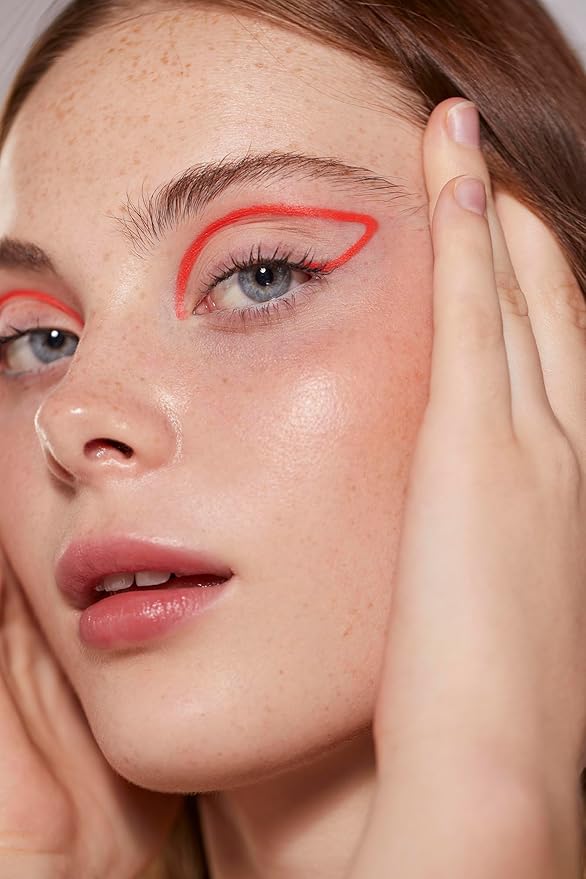 UV Neon Liquid Eyeliner, Matte Colored Eyeliner Pen, Waterproof Smudge-proof Pigmented Eye Liner, Glow Brightly Under UV Lights, Colorful Eye Makeup For Halloween Christmas, Neon Red-Orange