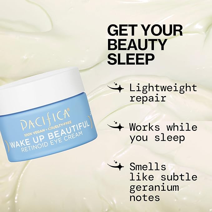 Pacifica Wake Up Beautiful Retinoid Eye Cream – Anti-Aging Under Eye Cream for Fine Lines & Wrinkles, Infused w/Retinoid, Melatonin & Mushrooms for Puffiness, Dark Circles & Eye Bags Daily Treatment