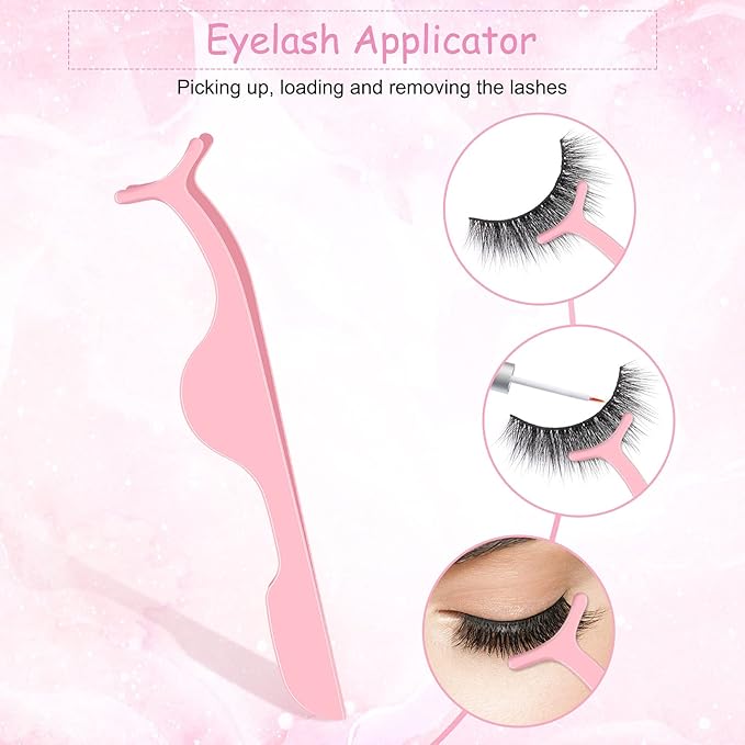 175 Pieces Lash Packaging Wholesale, Include 30 Empty Eyelashes Packaging Box, 30 False Lash Trays, 15 Eyelash Tweezers and 100 Eyelash Brush Mascara Wands Disposable (Pink)