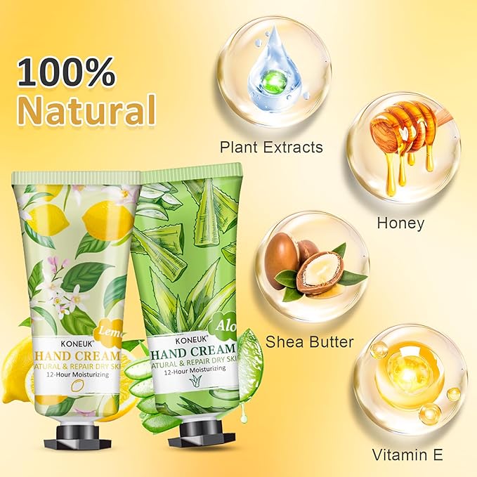 KONEUK 64 Pack Moisturizing Hand Cream Set, Mothers Day Gifts for Mom, Bulk Hand Lotion Travel Size for Dry Cracked Hands, Mini Hand Cream for Teacher Appreciation Gifts, Nurse Gifts, Thank You Gifts