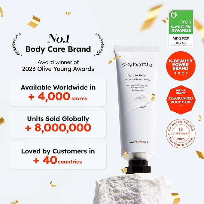 skybottle Scented Hand Cream, Fast-Absorbing Shea Butter & Hyaluronic Acid Moisturizer, Lemon, Lime, Mandarin Scent, Sandalwood Perfume, Korean Lotion Gift for Dry Skin, Travel Friendly, 1.7 Fl Oz
