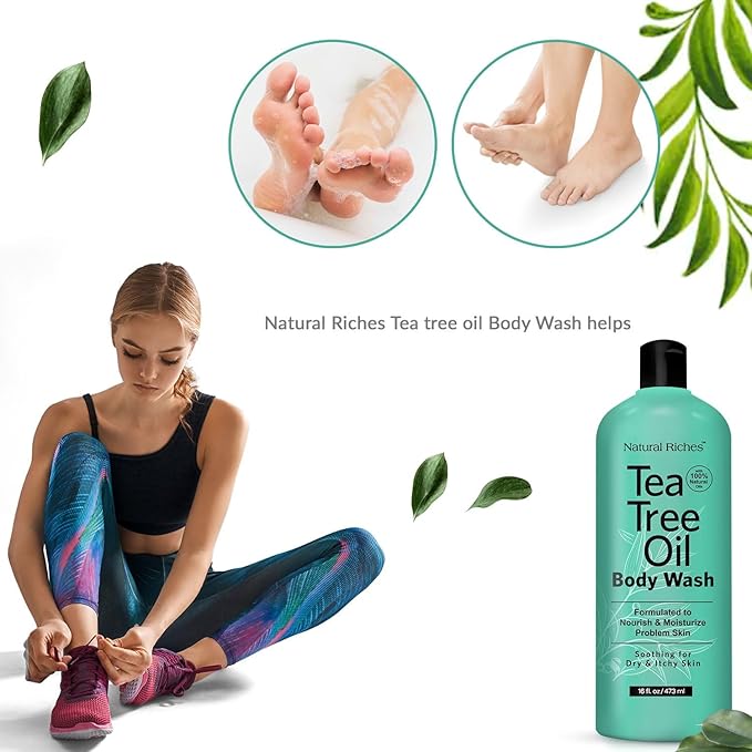Natural Riches Tea Tree Body Wash for Men & Women,16 fl oz – Full Body Cleanser with Natural Oils, Deodorizing & Soothing Formula for All Skin Types
