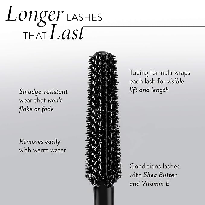 LAURA GELLER Long-n-Lifted Tubing Mascara – Lengthening & Lifting Mascara That Won’t Smudge or Flake – Gentle Tubing Formula Removes with Warm Water – Black