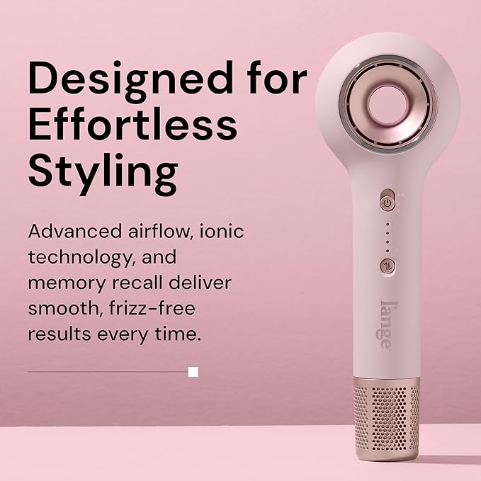 L'ANGE HAIR Axia HaloRing Ionic Hair Dryer | High Speed Professional Blow Dryer for Smooth, Frizz-Free Styles | Lightweight Brushless Motor with Concentrator & Wall Mount | 4 Heat Settings | Blush