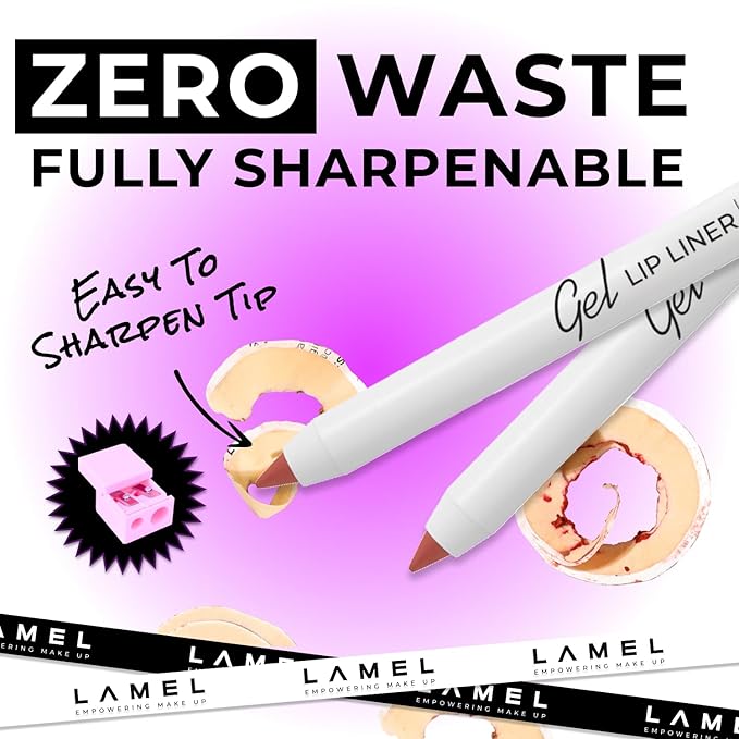 Lamel Gel Lip Liner Pencil - Nude - 2-in-1 Waterproof Lip Liner - 8-Hour Wear, Creamy Texture, Sharpenable, High Pigment - Provides Smooth Finish or Full Coverage - N.401