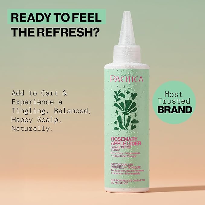 Pacifica Scalp Detox Tonic – Scalp Exfoliator with Glycolic & Salicylic Acid for Clarifying Build Up & Purifying – Infused with Rosemary to Support an Itchy, Dry Head – Vegan & Cruelty-Free – 5 oz