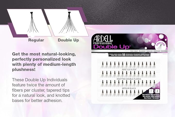 Ardell False Eyelashes Double Up Individuals Knotted Medium Black 4 Pack