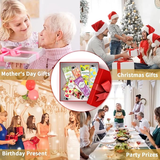 CRISTALBOX 8 PACK Hand Cream Christmas Gifts for Women,Travel Size in Bulk Lotions for Dry Hands,Mini Hand Lotion for Mothers Day Gifts,Easter Gift for Teens,Appreciation Gift,Baby Shower Party Gift