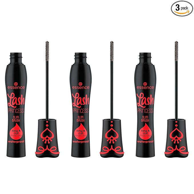 essence | Lash Princess Slim Brush Long & Curl Mascara| Extreme Waterproof with Slim Fiber Brush | Vegan & Cruelty Free (Pack of 3)