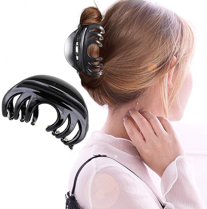 Premium Hair Claw Clips For Thick Hair, Strong Holding Power Claw Hair Clamps Delicate Hair Grip for Women and Girls (Black-1 pcs)