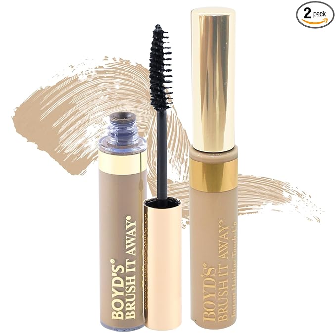 Boyd’s Brush It Away | Grey Hair Root Touch Up for Women & Men | Temporary Hair Color Mascara | Quick-Dry Water-Resistant Concealing Formula | Blonde, 2-Pack