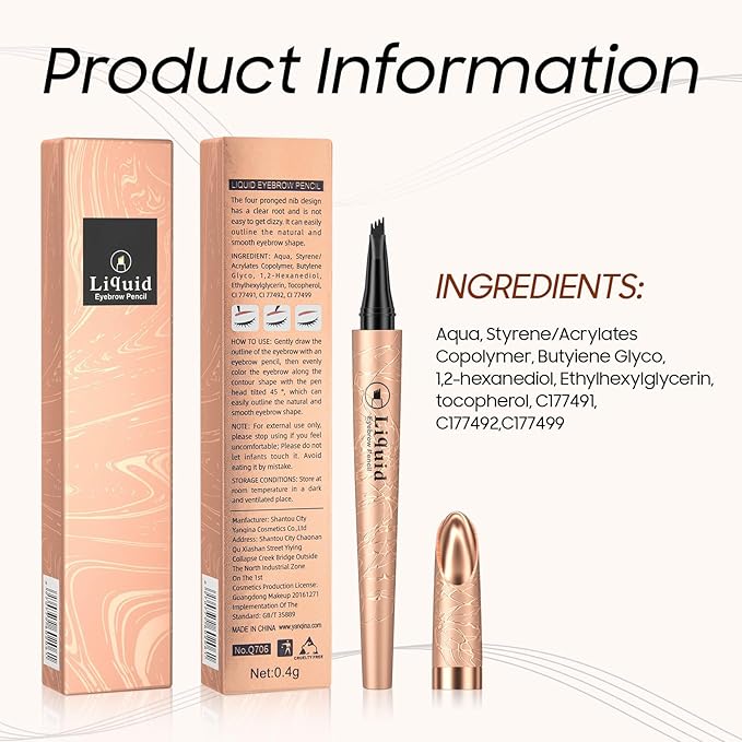 Microblading Eyebrow Pencil - 2026 New 4-Tip Waterproof Brow Pencil with Micro-Fork Tip, Longl Lasting Eyebrow Pen Eyebrow Pencils for Women (Light Brown)
