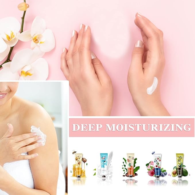 5 Pack Natural Fruit Fragrance Hand Cream for Dry Hands,Moisturizing Hand Care Cream Hand Lotion Travel Gift Set,Travel Size Hand Lotion Set for Men and Women-30ml