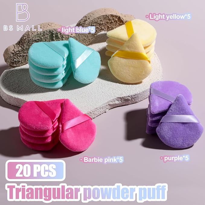 BS-MALL Makeup Sponge Set 20 Pcs – Premium Portable Super Soft Triangle Puff for Flawless Makeup Application,Beauty Cosmetic Applicators For Daily Use (Multicolored)