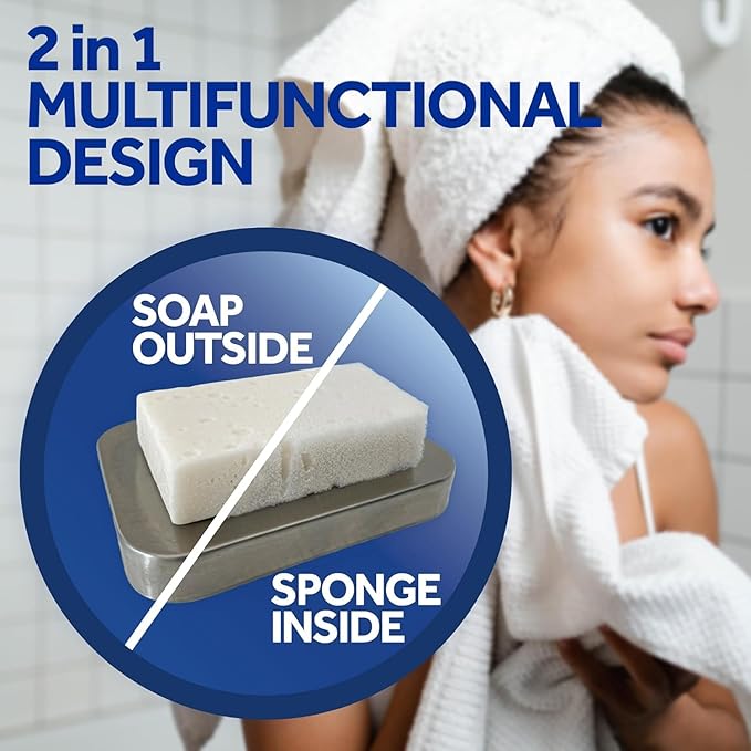 T.Taio Esponjabon Mother of Pearl Soap Sponge - Refreshing Shower Scrubber for Bath Wash & Oil Removal - Bathroom Necessities with Invigorating Scents - Mini Pearl Included