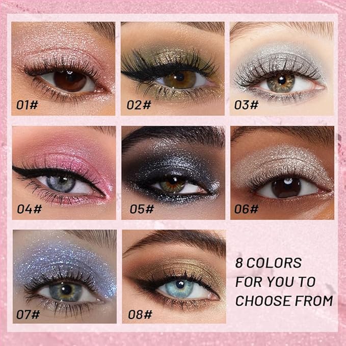 WanTuoluo Sparkly Eyeshadow Palette for Women, Single Monochrome Eye Shadow Makeup, Shiny Pressed Cream Powder, Blendable Natural sombras para ojos, Holographic,Vegan,Travel (04-Glitter-Rose Pink)