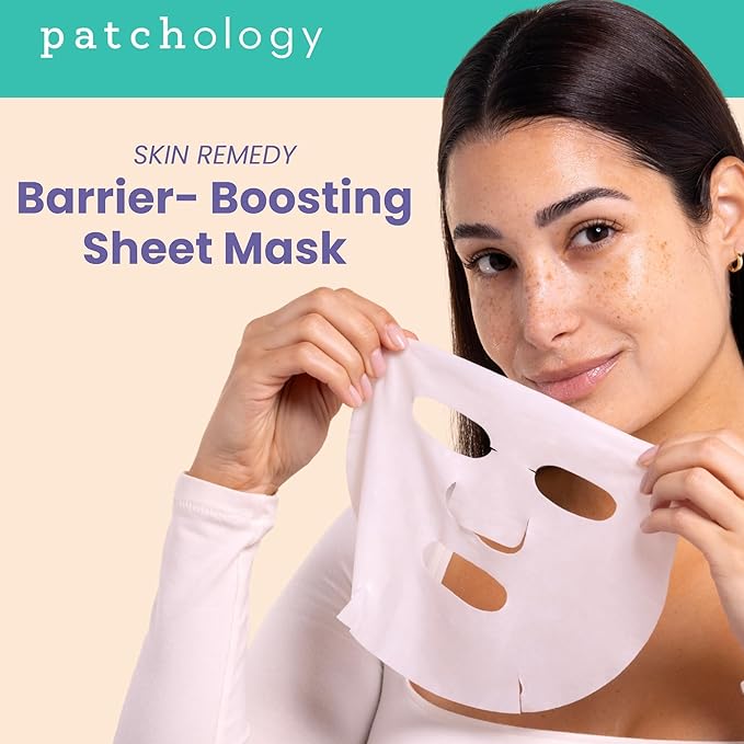 Patchology Skin Remedy Barrier-Boosting Sheet Mask – Single Use Face Mask with Ectoin, Ceramides & Probiotics – Hydrates, Protects & Nourishes – Suitable for Sensitive & All Skin Types (Pack of 3)