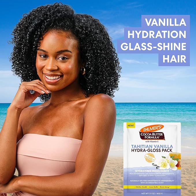 Palmer's Cocoa Butter Formula, Tahitian Vanilla Hydra-Gloss Pack, (2.1 Fl Oz), Nourishing Conditioner Treatment with Vitamin E & Acacia Honey for Shine, Smoothness & Frizz Control, All Hair Types
