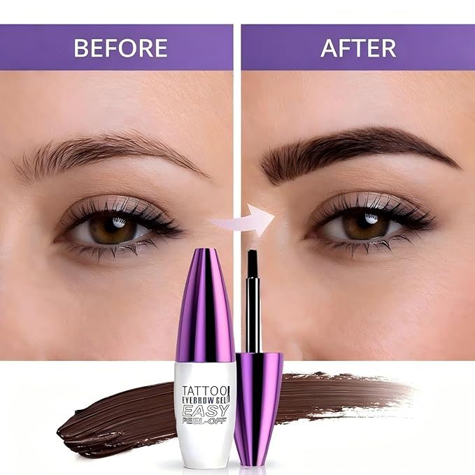2Pcs Light Brown Eyebrow Tint Peel Off Gel, Natural Looking Brow Tint for Sparse Brows, Tattoo Eyebrow Gel Easy Peel Off, Waterproof Eyebrow Tattoo for Everyday Wear, Long Lasting Brow Color