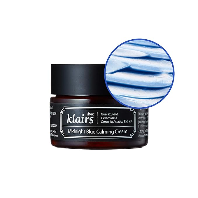 DearKlairs Midnight Blue Calming Cream – Soothing Face Moisturizer for Oily & Sensitive Skin, Redness Relief & Hydrating, Lightweight Texture, 1.05 Fl Oz