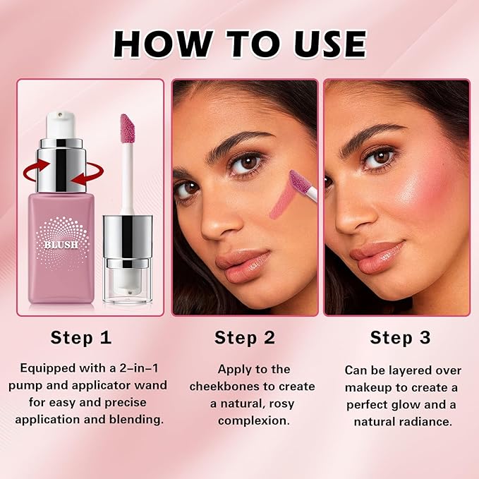 IONSGAKO Liquid Blush for Cheeks, Lightweight Cream Blush Matte Finish Buildable Color Blendable Long-Lasting Blush Highlighter Makeup - 02 Nude Red