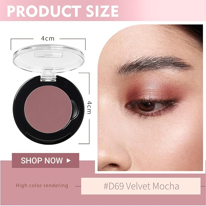 Refillable Eyeshadow Palette - Matte/Glitter/Duo-Chrome Pressed Powder & Cream Formula, Neutral/Shimmer/Smokey Multichrome, Travel-Friendly Iron Pan Refills (Matte, D69)