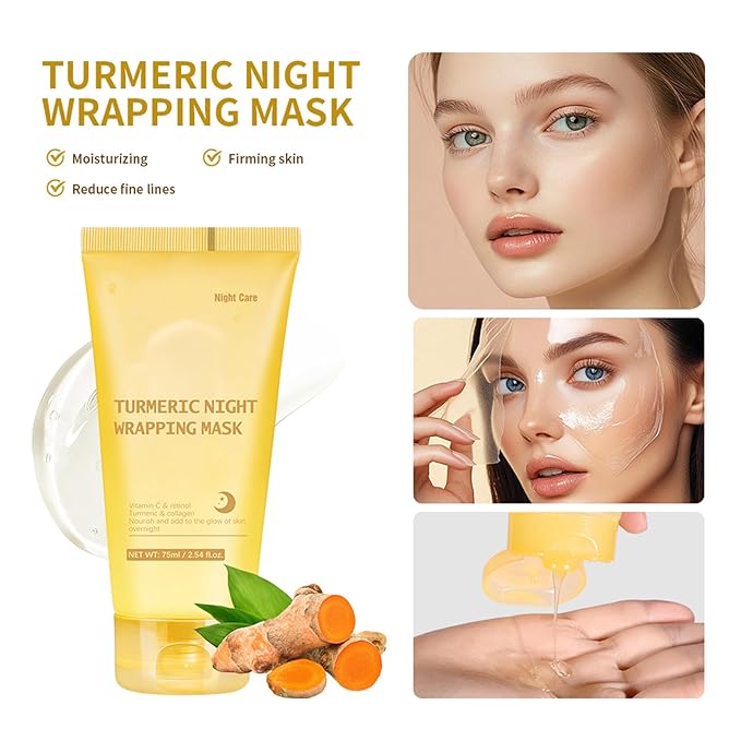 Turmeric Peel Off Face Mask, Wrapping Moisturizing Water Face Mask, Quickly Absorbed Non-Sticky Supplement Nutrition Improving Skin Elasticity Nourishes Firming Smooth for Daily Skin Care