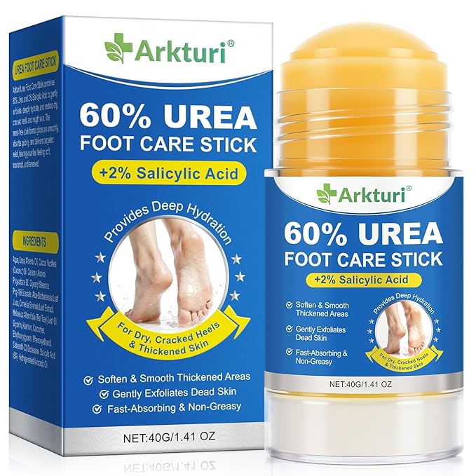60% Urea with 2% Salicylic Acid Urea Foot Care Stick, Foot Cream Moisturizer for Dry Cracked Feet, Knees, Elbows, Intensive Moisturizing Callus Remover - 1.41 oz (Pack of 1) (1.41 Fl Oz (Pack of 1))