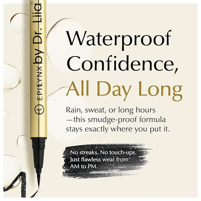 EPILYNX Liquid Eyeliner - Hypoallergenic Eyeliner with Fine Brush Tip, Long-Lasting Waterproof Eye Liner - Cruelty-Free, Vegan, Gluten-Free, Smooth Liquid Eye Liner, Shimmer Black 2mL