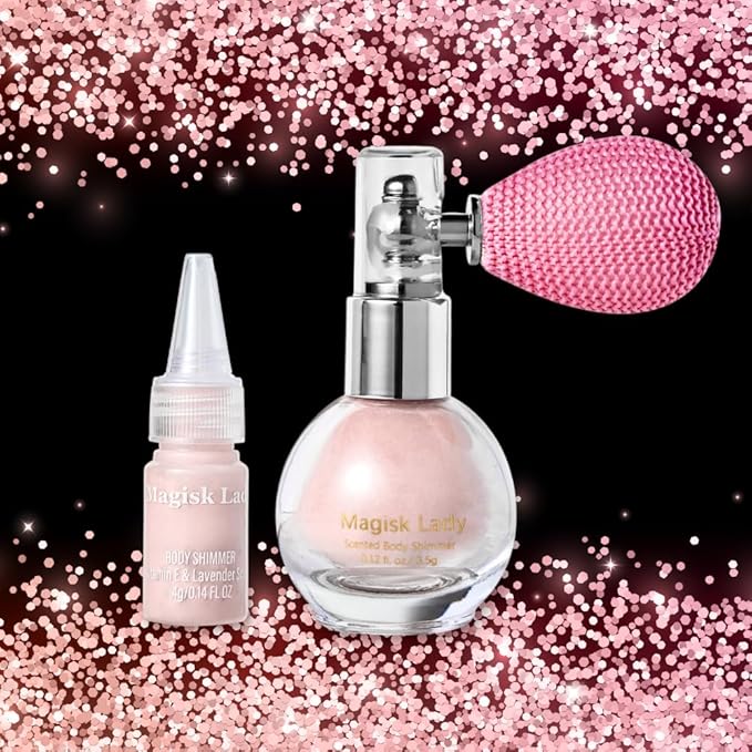 Body Glitter Spray, Hair Glitter Spray, Body Shimmer Powder, Face Glitter Highlighter, Glitter Spray, Body Shimmer Spray for Skin (Golden)