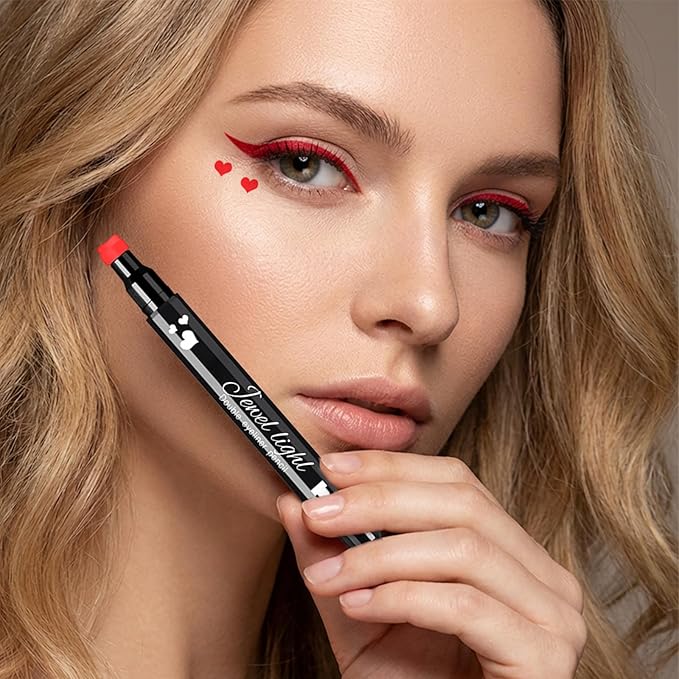 Erinde Red Liquid Eyeliner Stamp, Heart Eyeliner Stamp Makeup for Valentines Day Makeup, Waterproof Eyeliner Pen, Long-lasting Smudge-proof Eye Liner Tools, 1 PC