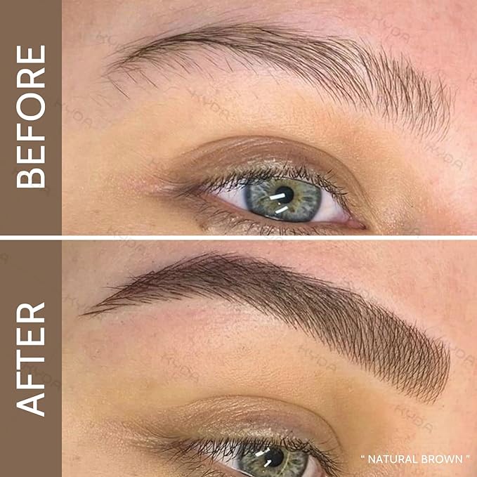 KYDA 2 Pcs Tinted Eyebrow Cream, Ultra-Fine Brush Tinted Brow Gel, Waterproof Smudgeproof Eyebrow Mascara, Long Wear, Natural Brow Makeup without Clumping, Natural Brown