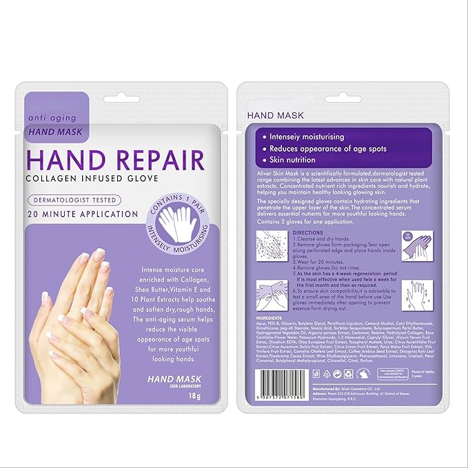 5 Pairs Hands Moisturizing Gloves, Hand Skin Repair Renew Mask Infused Collagen, Vitamins + Natural Plant Extracts for Dry, Aging, Cracked Hands (5 Pairs Hand mask)