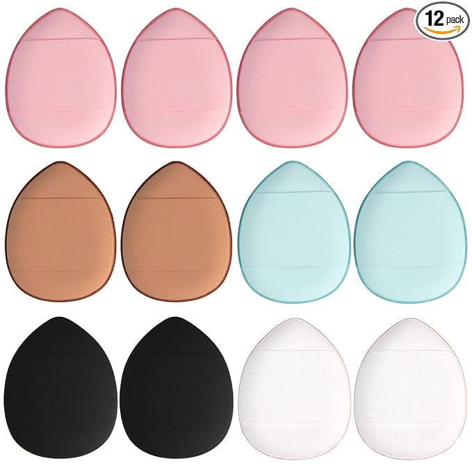 Finger Puff, 12 Pcs Mini Makeup Puff,Suitable For Foundation, Concealer, Eye Shadow,Beauty Makeup Tools (5 Color 1 Set)