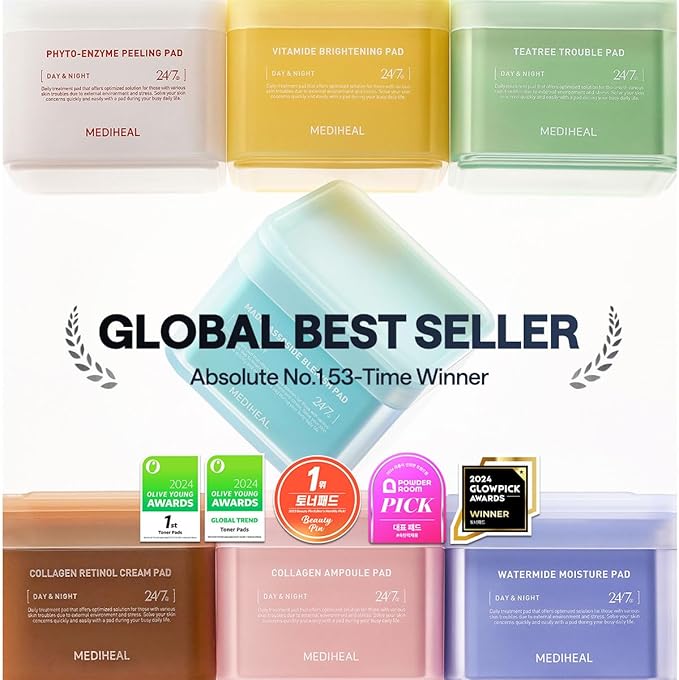 MEDIHEAL Toner Pads - Retinol Collagen Lifting Pad (100 counts) for Skin Rejuvenation & Firming - Lifting Pads for Enhancing Skin Texture - Vegan Stretchable Lifting Fabric, Korean Skin Care