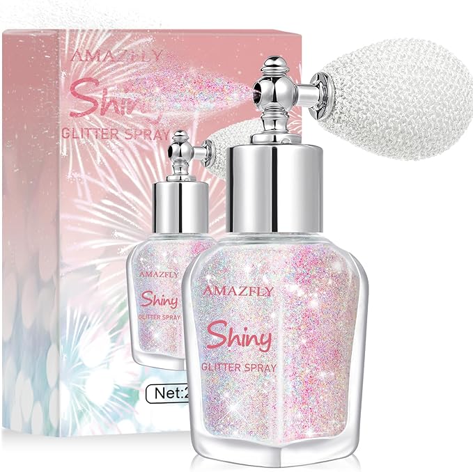 Hair and Body Glitter Spray, Shimmering Powder Sparkle Powder Makeup, Glitter Loose Sparkle Makeup for Body Highlighter,Festival Prom Rave Accessories (Pastel)