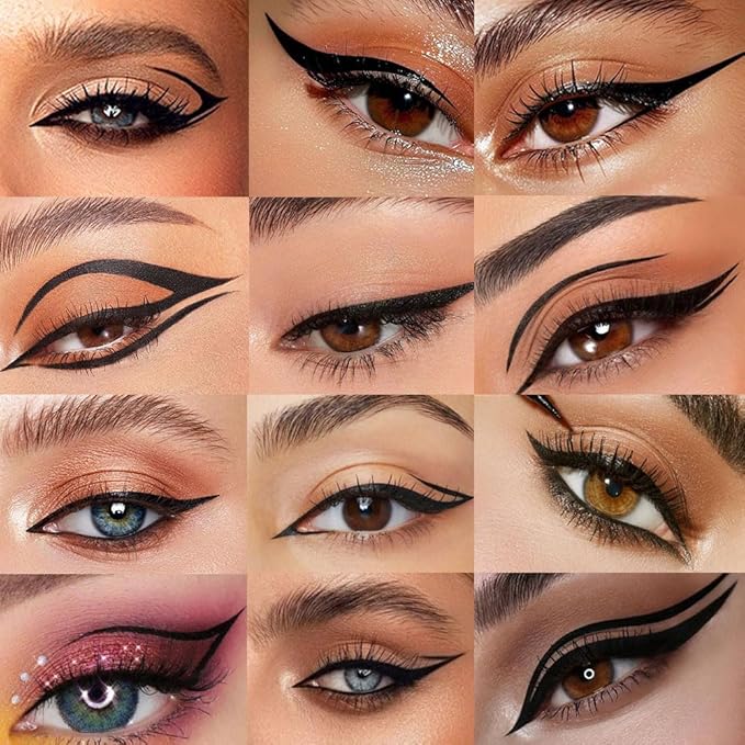 10 Pcs Matte Black Liquid Eyeliner Set Pack, Long Lasting Eye Liner Pens, Waterproof Smudge-Proof High Precision Fine Tip for Winged Liner & Bold Eye Makeup (liquid-matte-black-10 PCS)