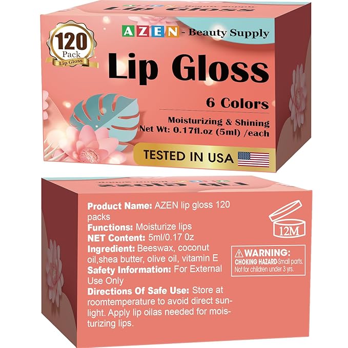 AZEN 120 Pack Lip Gloss Set, Color Lip Oil for Dry Cracked Lips Moisturizing Hydrating Nourishing with Vitamin E, Mothers Day Gifts for Women
