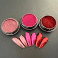 3 Jars Pink Chrome Nail Powder Kit - Metallic Mirror Effect Nail Art Powder for Gel Polish, Pink Rose Red Set