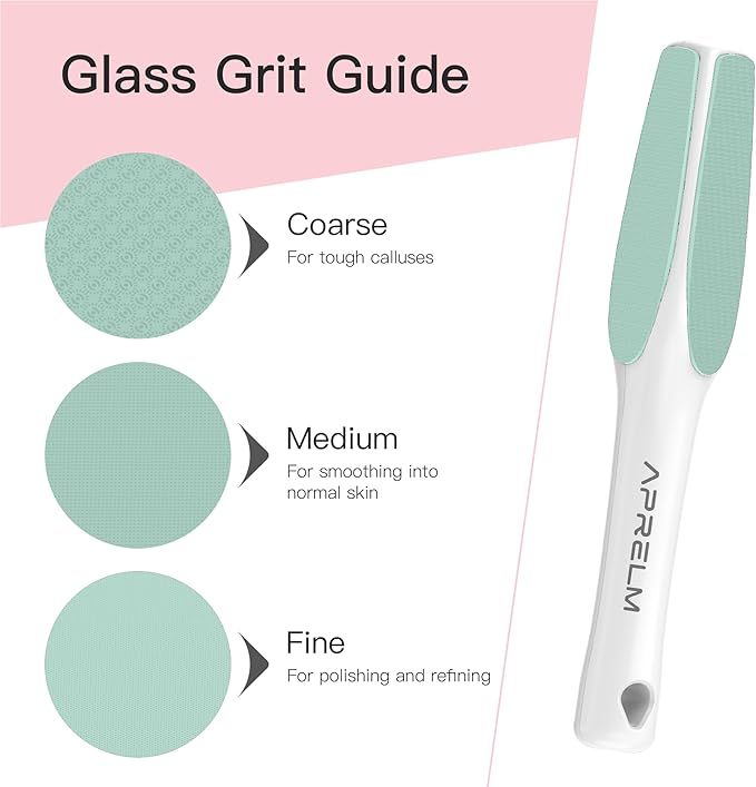 APRELM 3-Sided Nano Glass Foot File, 3-in-1 Coarse/Medium/Fine Foot Callus Remover, Professional Callus Remover for Feet Hard Skin Smooth Polishing (Turquoise)