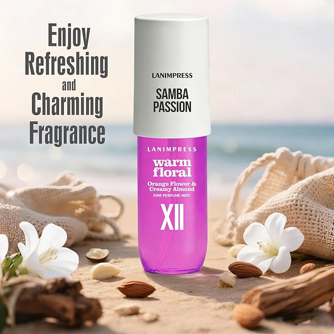 3 FL OZ Hair Mist and Body Spray, Eau De Parfum for Women,Travel Size Fragrance,Creamy Aroma Perfume No.12,Sweet Smells,Warm Floral Scent– With Notes of Orange Flower, Creamy Almond
