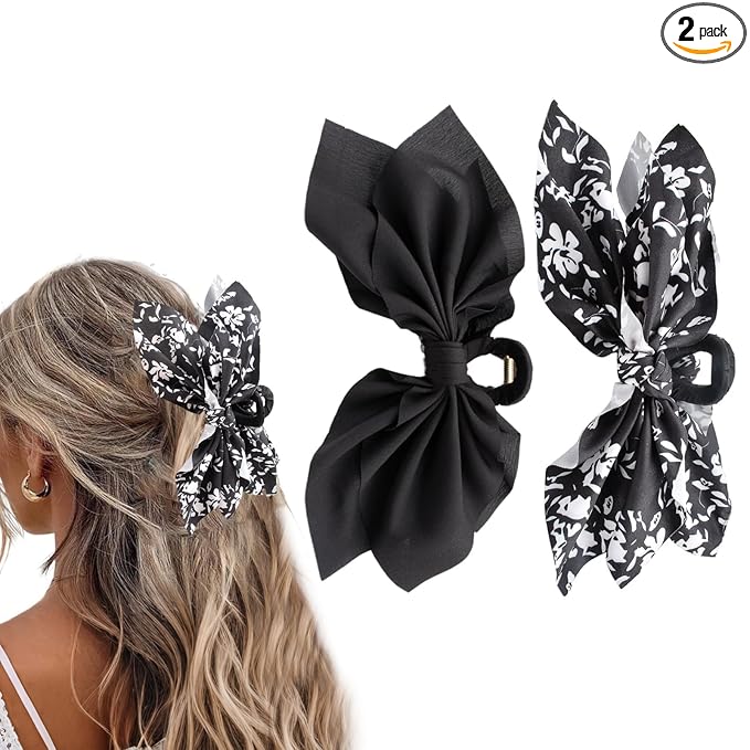 Bow Claw Clips Bow Hair Clips Black 2PCS Big Hair Bows for Women Butterfly Styling Large Hair Clips for Thick Hair for Girls Hair Accessories for Teen