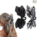 Bow Claw Clips Bow Hair Clips Black 2PCS Big Hair Bows for Women Butterfly Styling Large Hair Clips for Thick Hair for Girls Hair Accessories for Teen